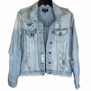 Just USA Light Distressed Denim Jacket Size Small